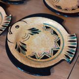 Saint Jean de Bretagne / Service à poissons 13 pièces décor main