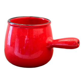 Vintage bright red glazed ceramic pan