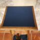 Deep Blue Wood Side Table with 2 Shelves Renovated