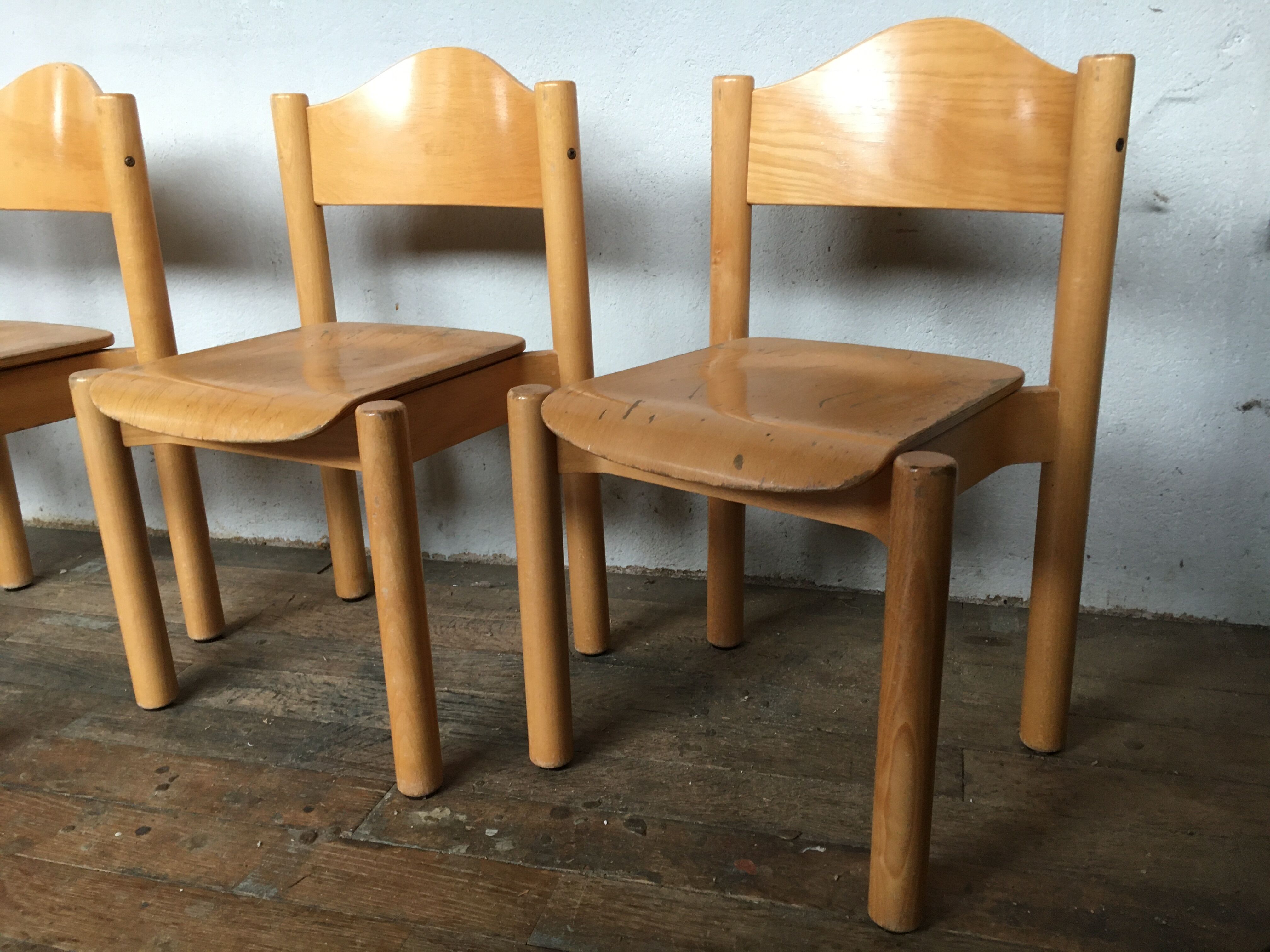 8 retro 60s vintage children's chairs wooden furniture