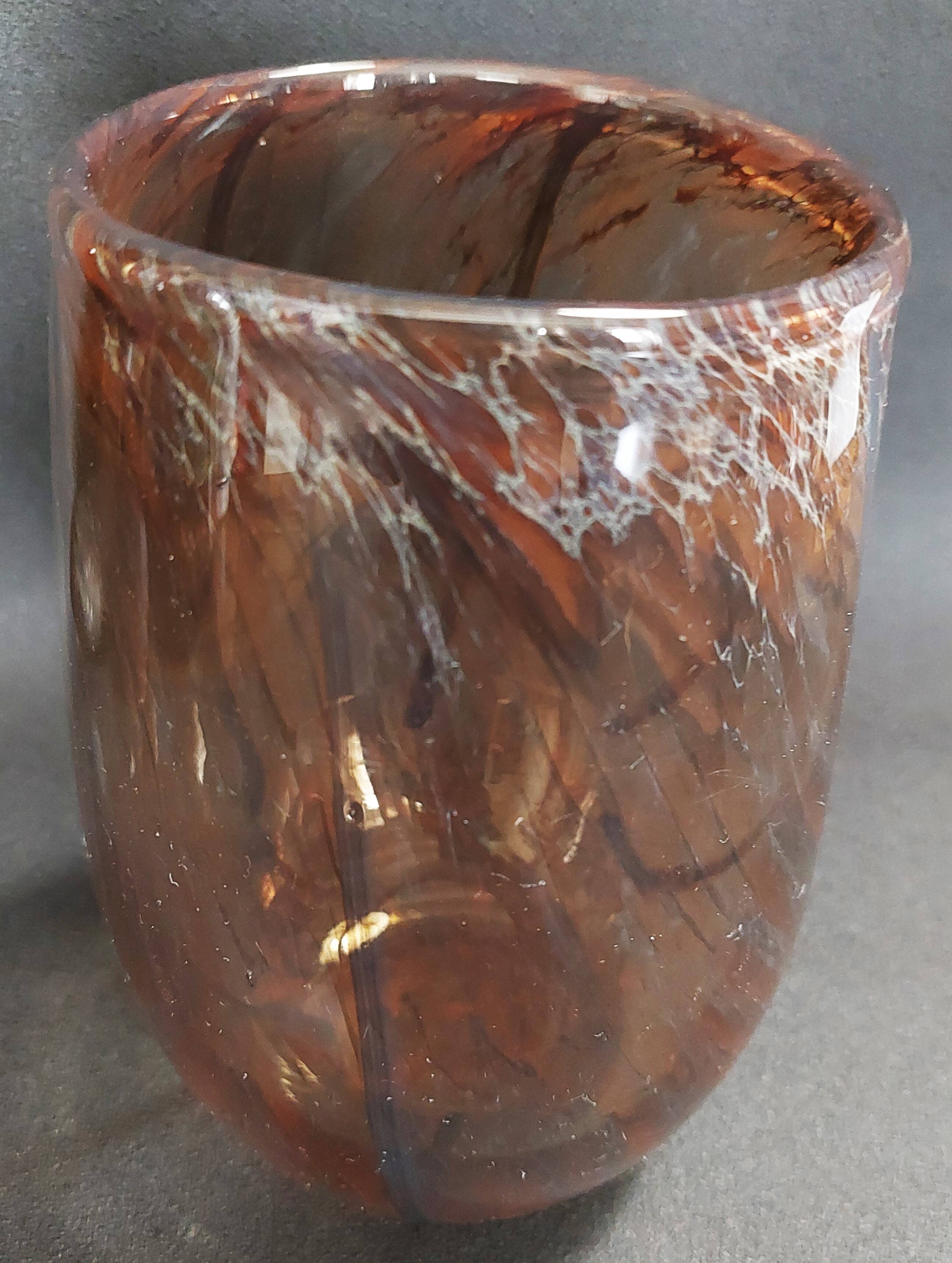 Vase vintage verre signé Jean-Marie Bizet daté novembre 1982