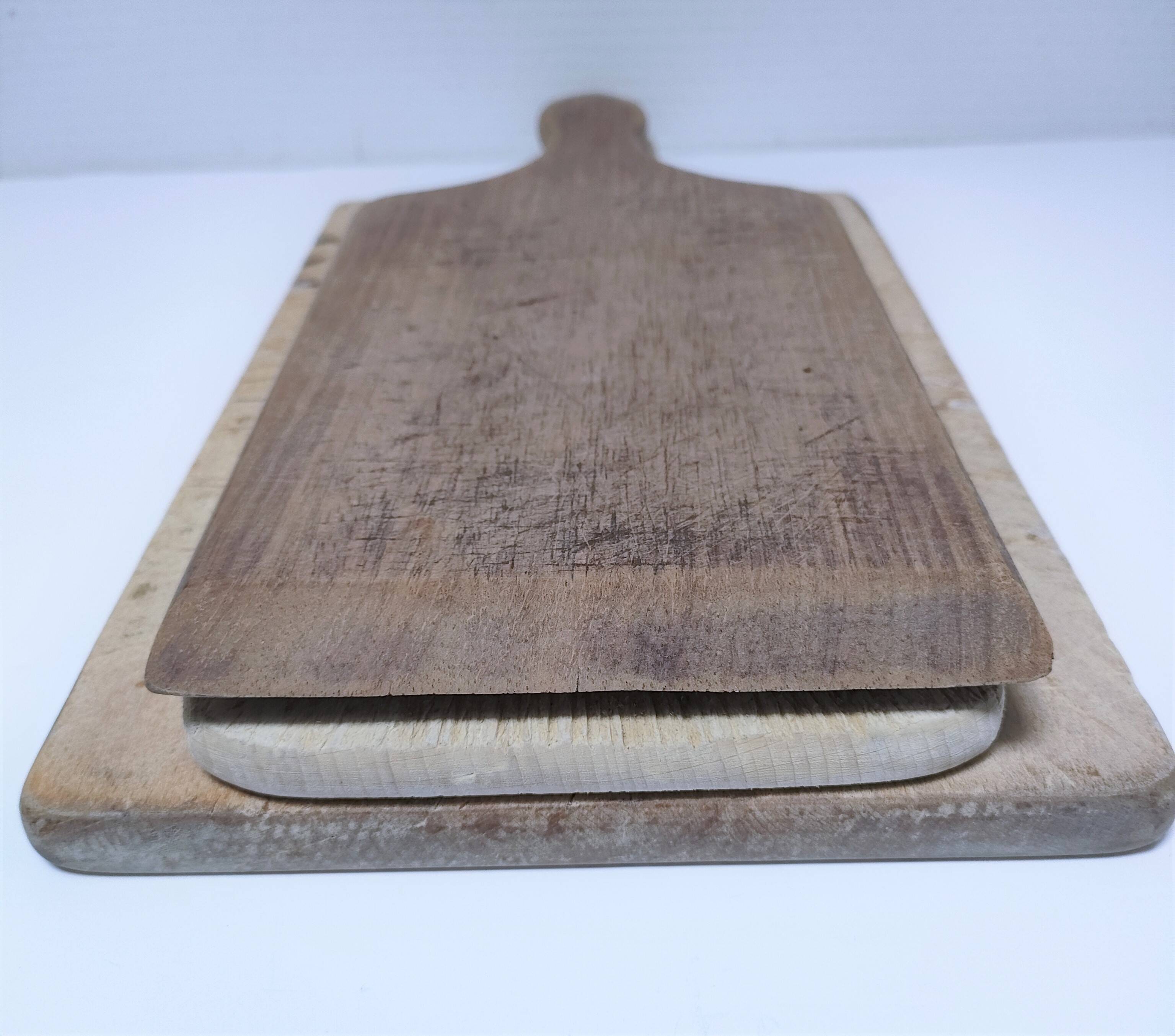 Three vintage solid wood cutting boards
