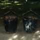 Set of 2 old industrial pot covers for planters, 1 m.