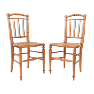 Pair of chairs canned bamboo way