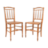 Paire de chaises cannée façon bambou