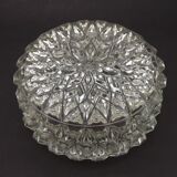 French Mid-Century Round Clear Cut Glass Ceiling Light Replacement Shade