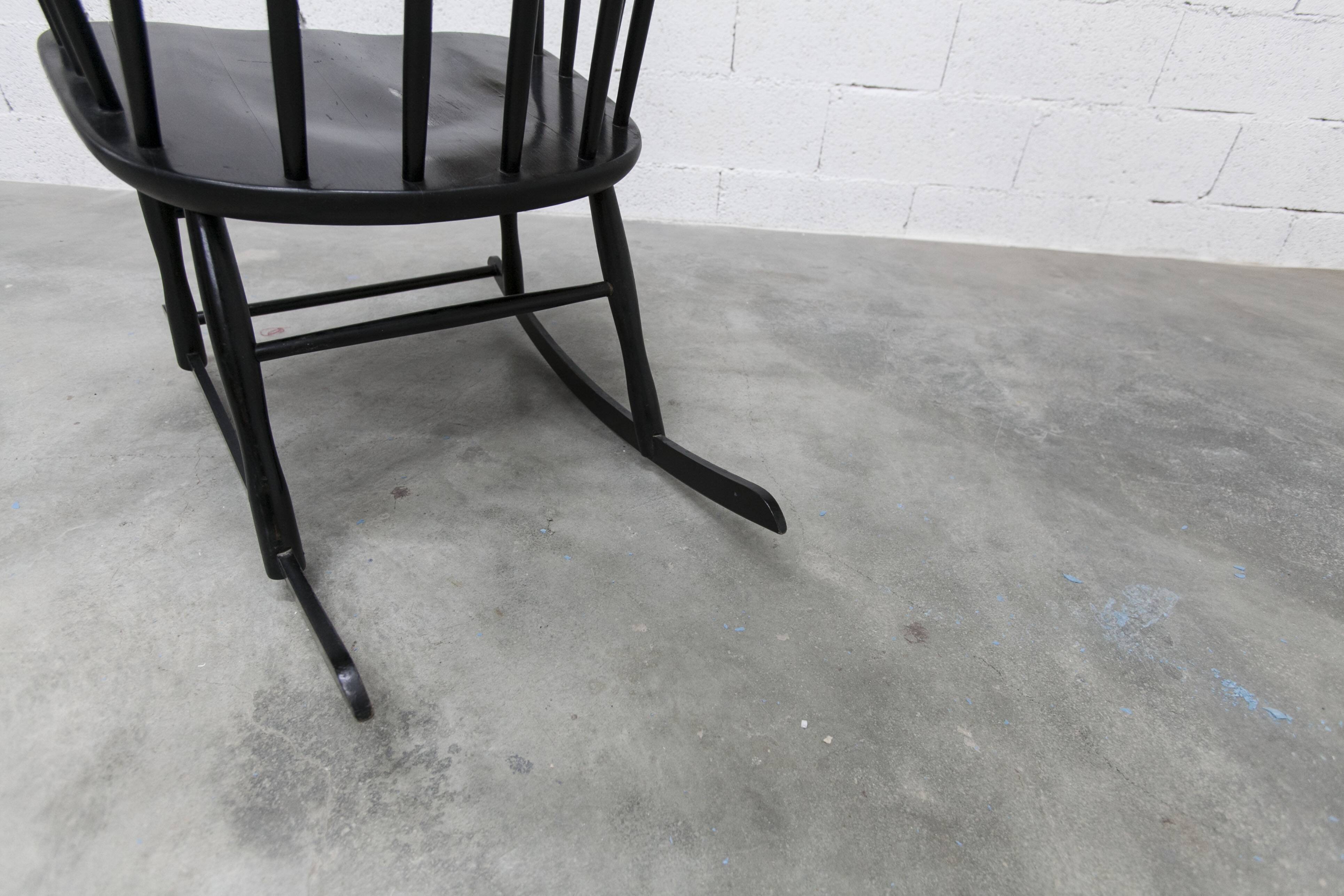 Grandessa rocking chair in black beech by Lena Larsson 1960 for Nesto