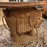 Vintage wicker elephant side table