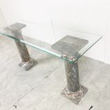 Vintage marble column console table Italy, 1960s