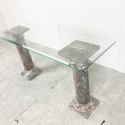 Vintage marble column console table Italy, 1960s