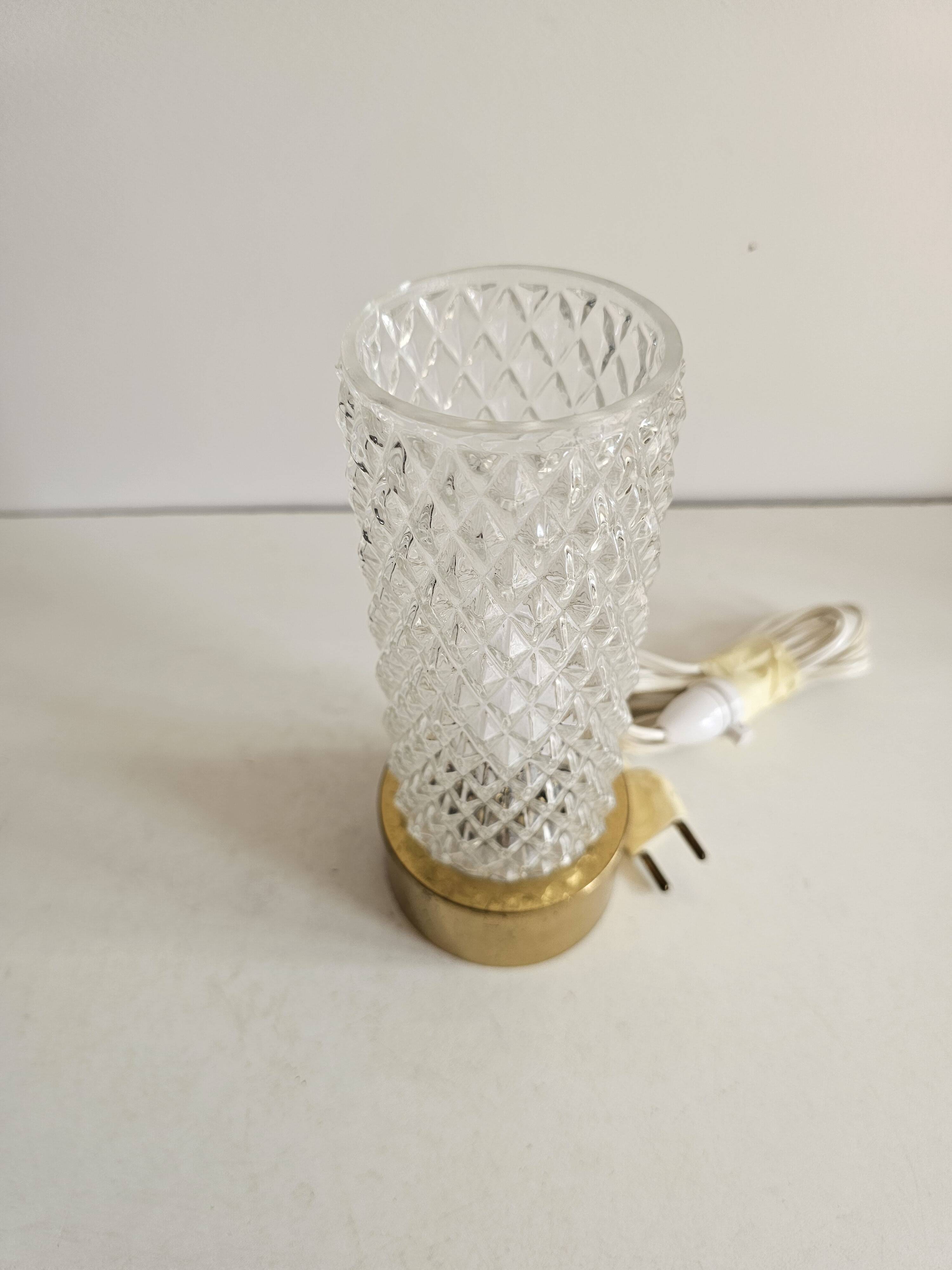 Table lamp made of glass and brass - 1970s