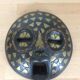 African mask Ghana wood and brass inlay and beads