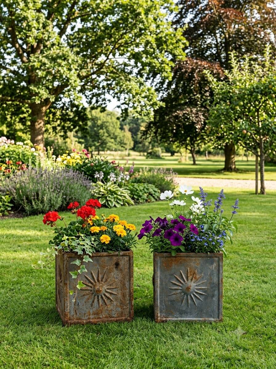 Pair of cast iron planters