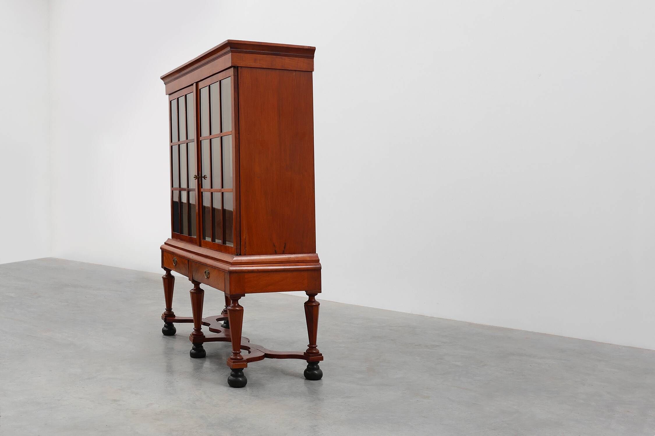 Antique William IV Style Walnut Display Cabinet, UK, 18th Century