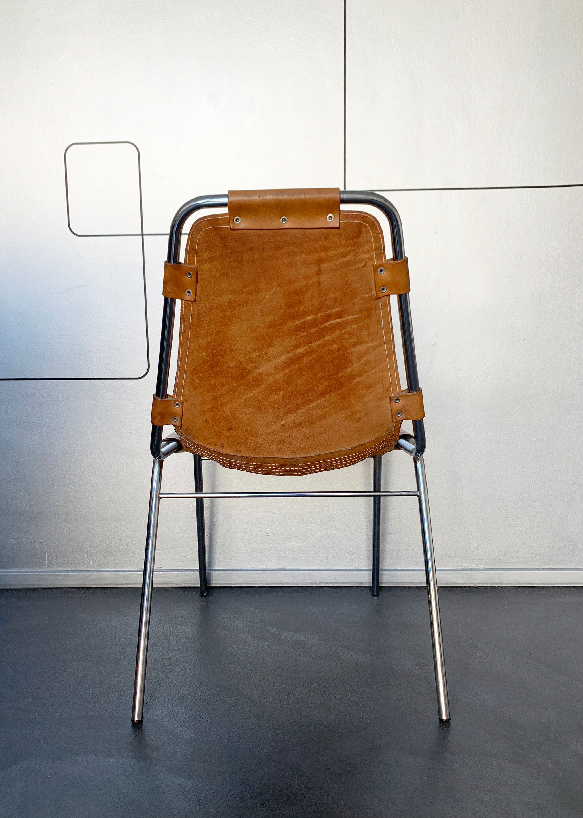 Vintage Chair Les Arcs in leather, published by Dal Vera, 1960s-70s