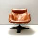 Karuselli Lounge Chair by Yrjö Kukkapuro for Haimi in Orange Leather, 1970s