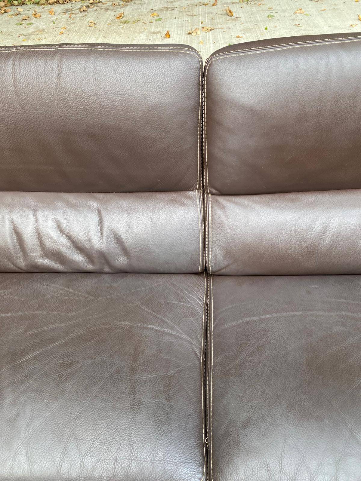 Scandinavian 3-seater brown leather sofa 200cm