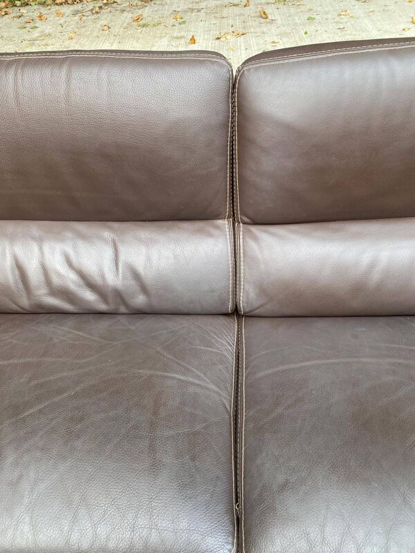 Canapé scandinave 3 places en cuir marron 200cm