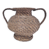 Vase in straw and plant fibers French folk art mid-twentieth century