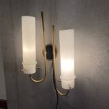 Brass Opaline Glass Sconces Set of 2 1950’s
