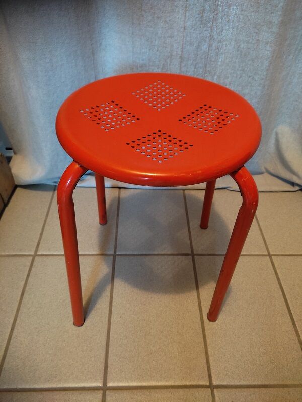 Patinated metal stool