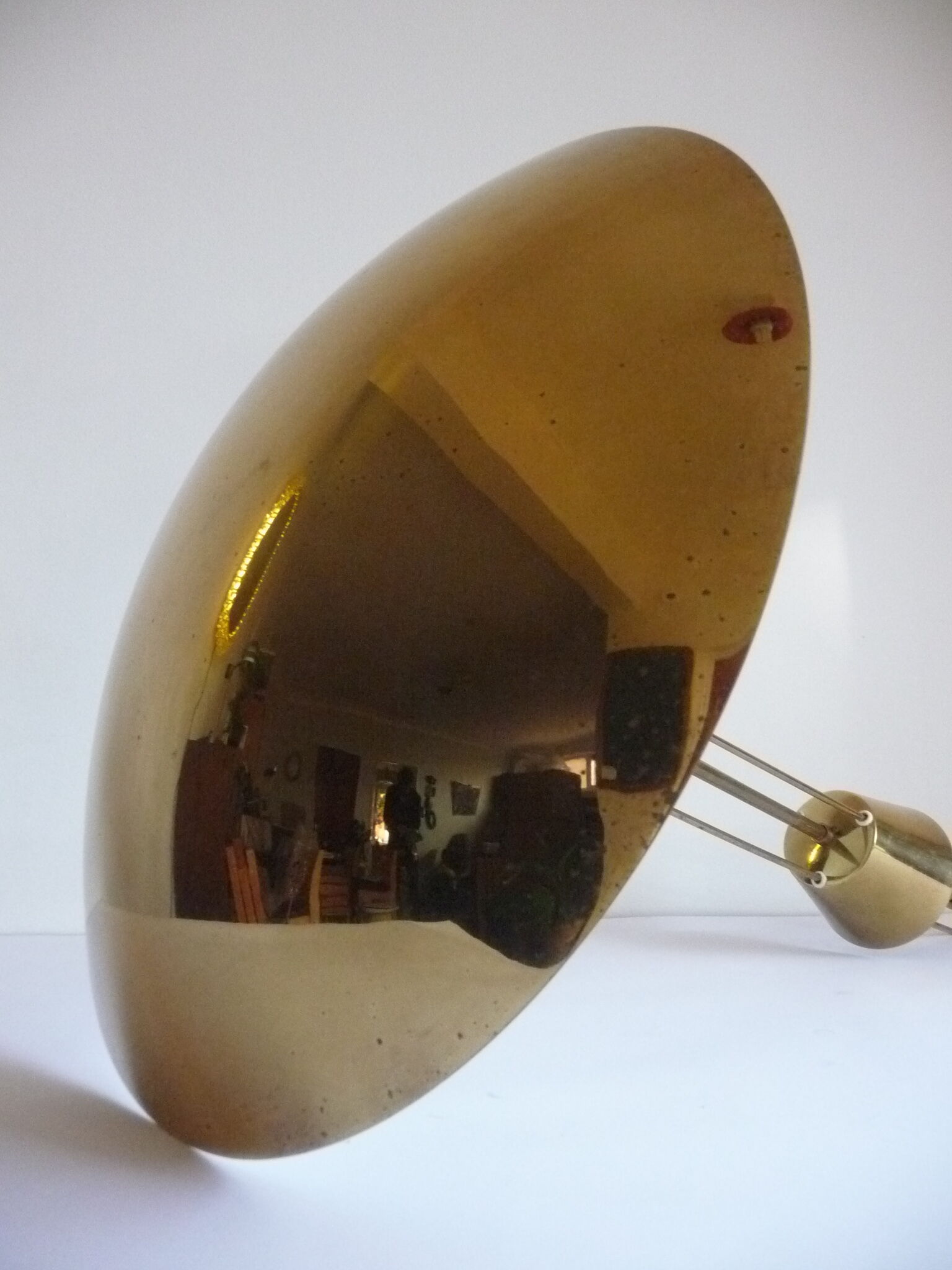 Brass half bowl ceiling lamp by Kalmar Austria