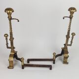 Pair of neo-gothic style bronze andirons