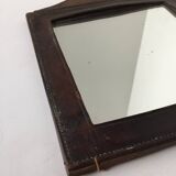 Miroir en cuir piqure sellier