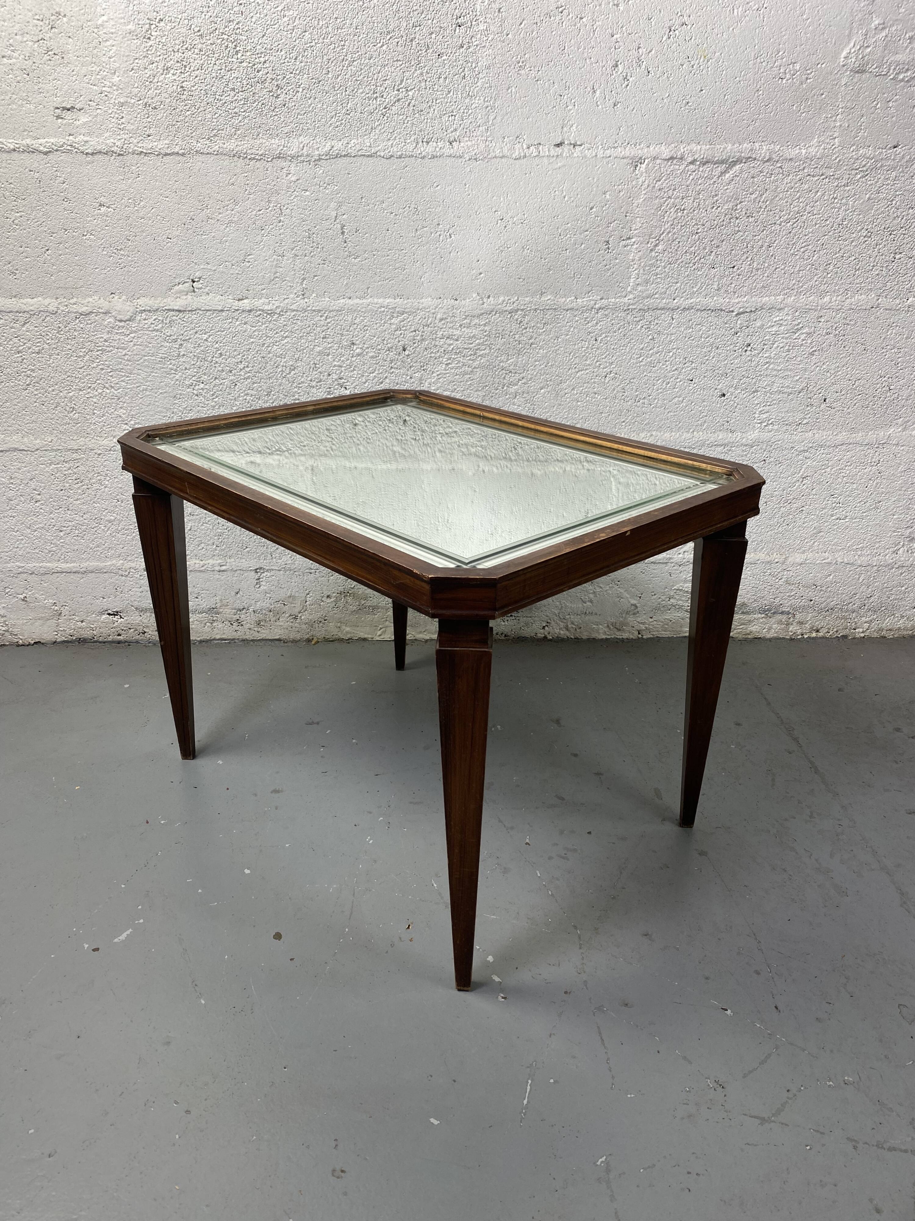 Table basse rectangle années 40 miroir