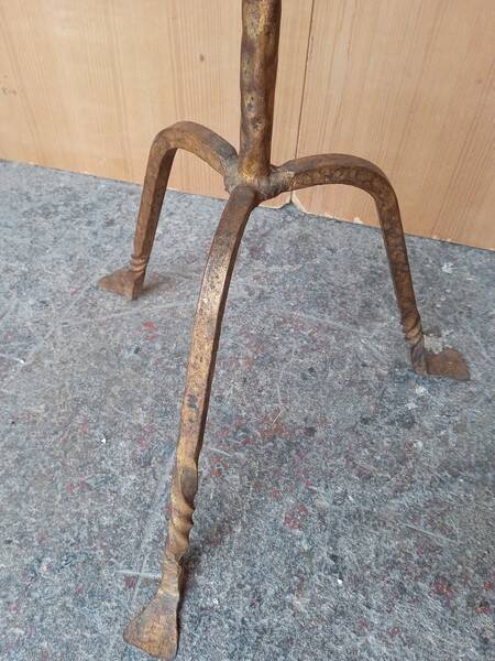 Brutalist gilded wrought iron floor lamp base 1970