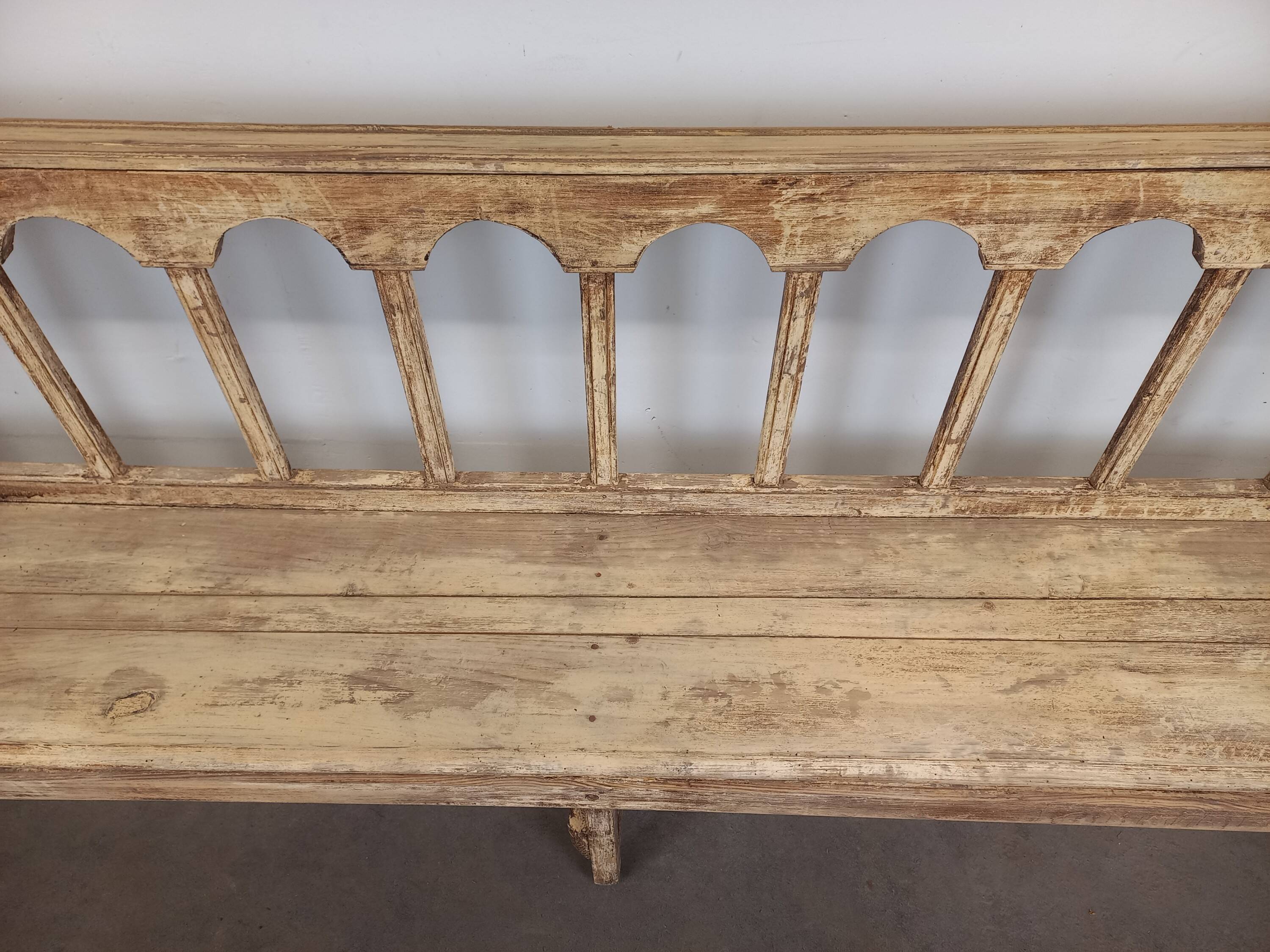 Patinated church pew