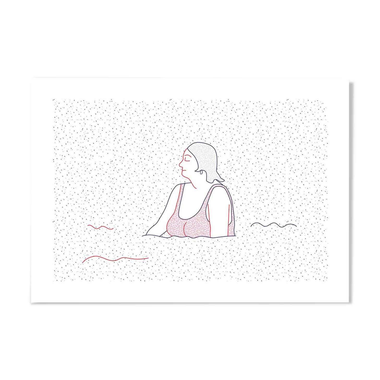 Illustration A4 naiade no. 5/8 brittany bather sea