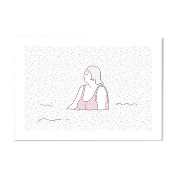 Illustration A4 naiade no. 5/8 bretagne baigneuse mer