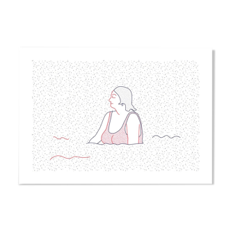Illustration A4 naiade no. 5/8 brittany bather sea