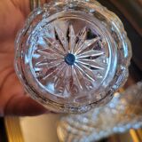 Set of three long drink glasses in pressed glass with a diamond pattern, 1960.