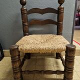 Charles Dudouyt (1885-1946) - Low chair in turned wood and straw - 1940