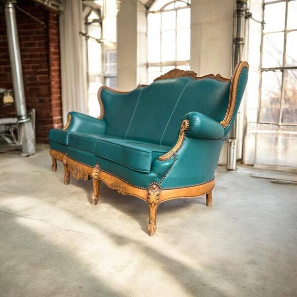 Fauteuil / canapé / canapé baroque turquoise vintage