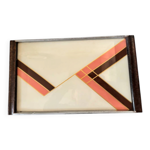 Plateau Art Déco en - verre peint