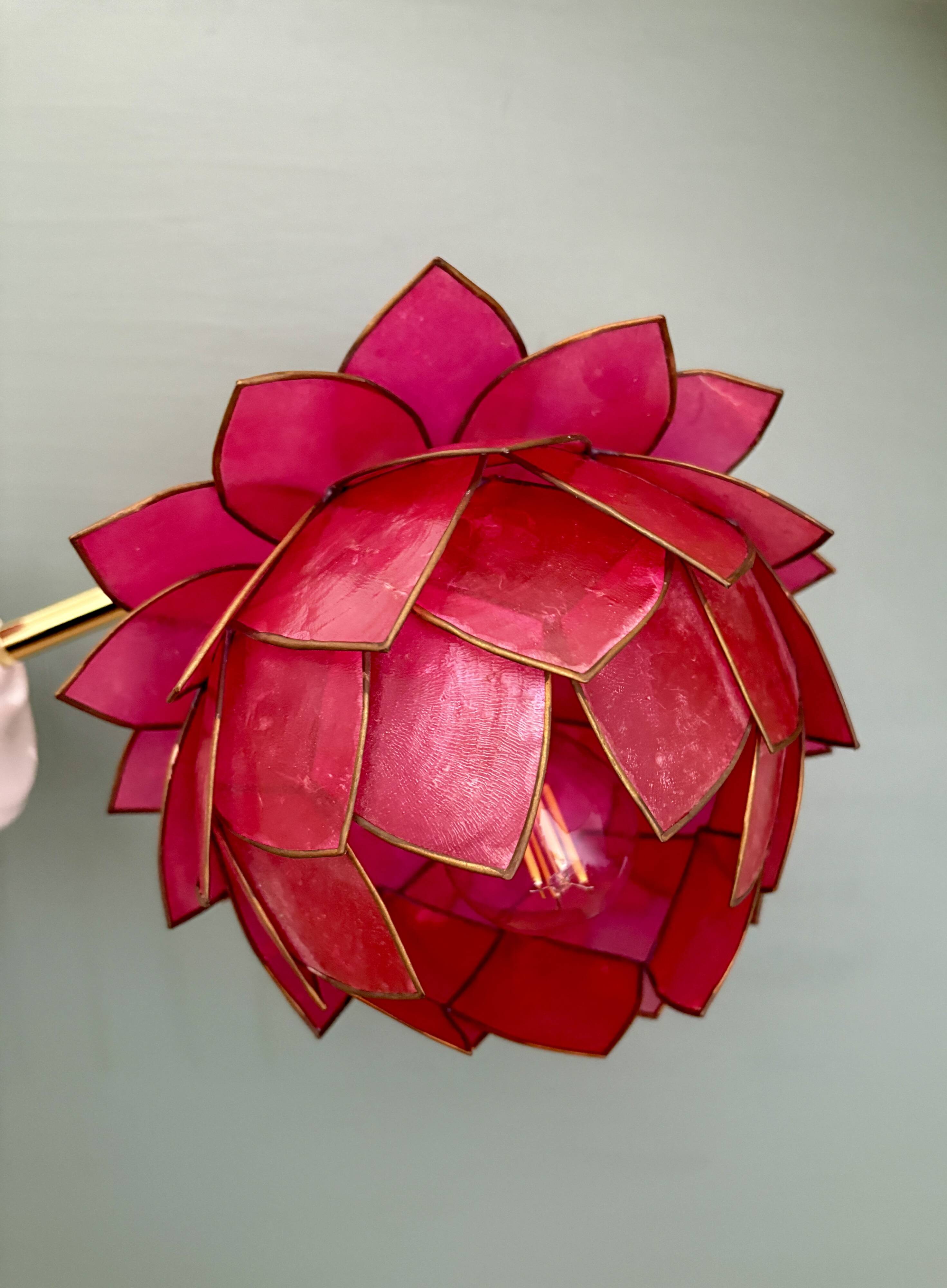 Vintage pink mother-of-pearl angled wall lamp