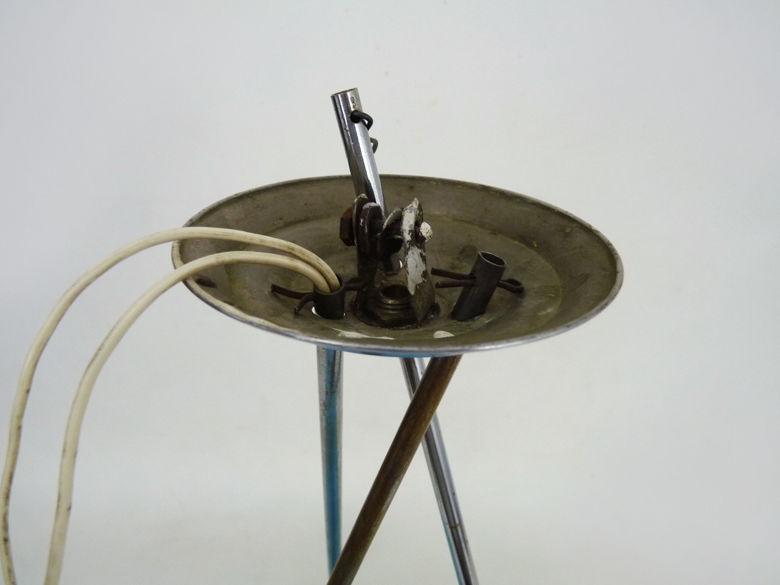 Old degue chandelier, suspension basin art deco 1 fire, in blue glass paste. signed degué