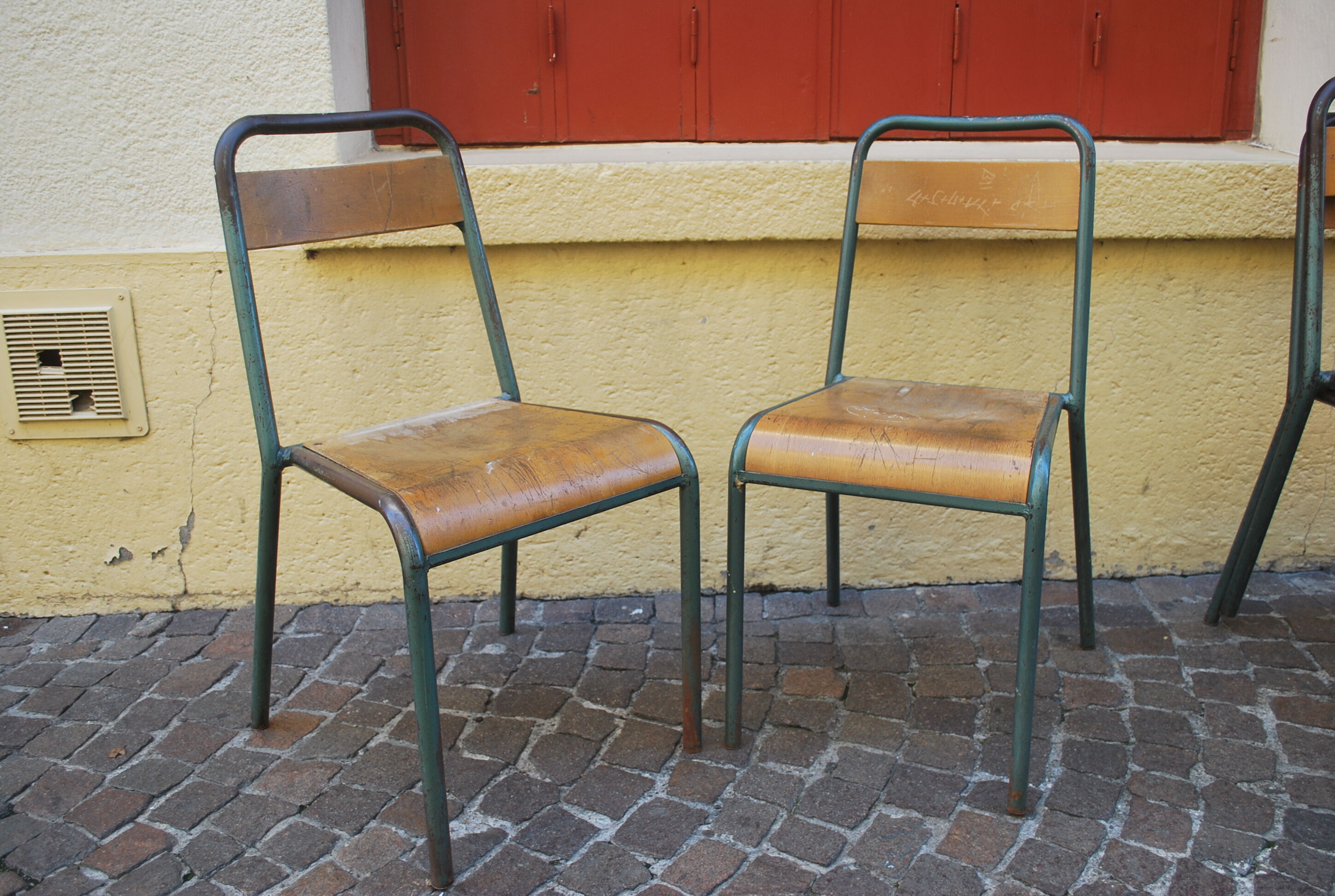 Pair of old Stella school chairs