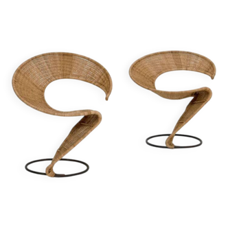 Wicker and iron Zest chair by Francois Liguori, 1988