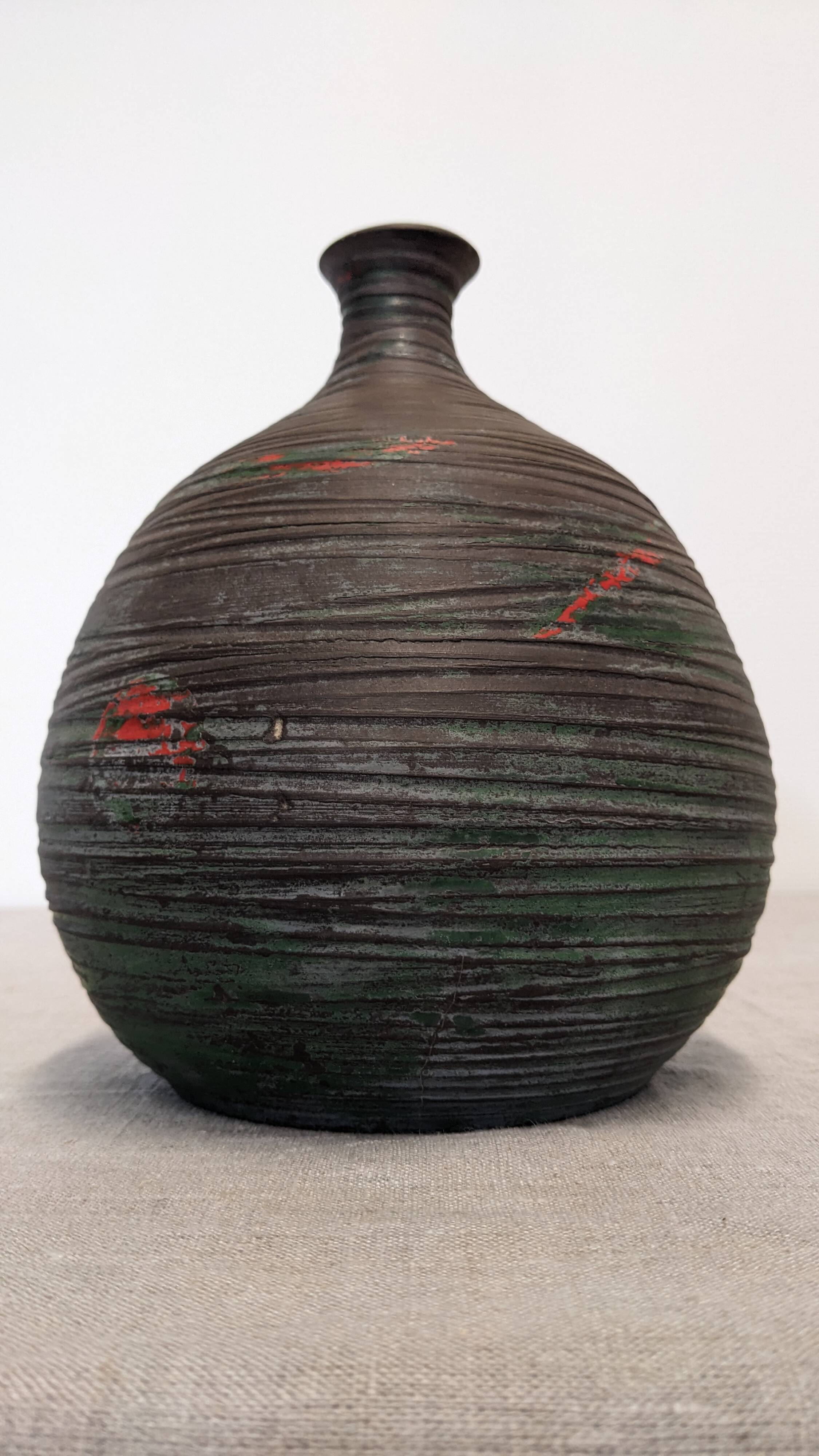 Vase boule Accolay en grès émaillé des années 50/60