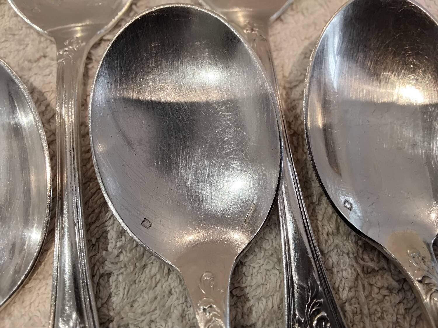 10 silver-plated ice cream scoops, Christofle Marly silversmith, engraved HBC