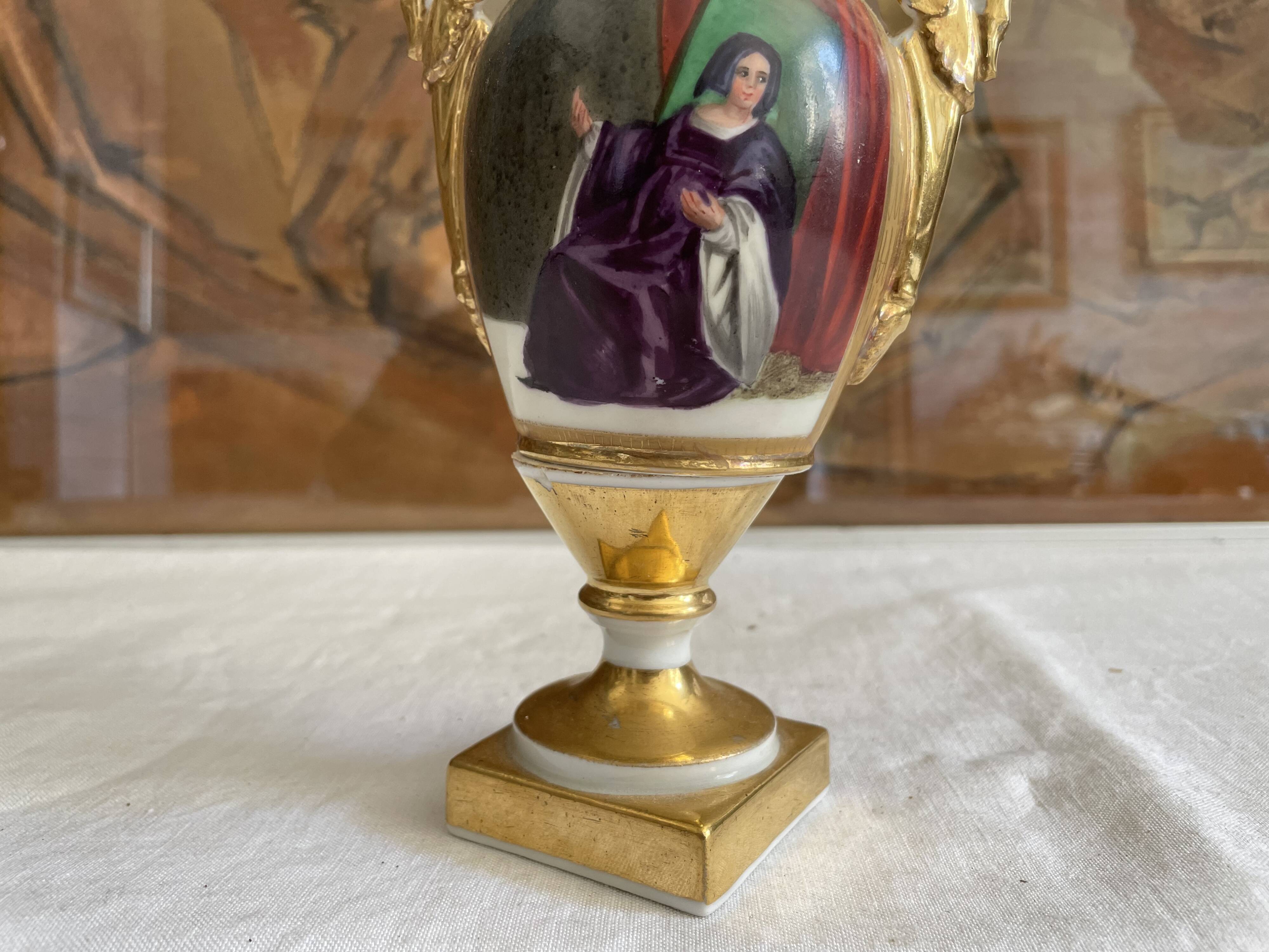 Napoleon III Hand-Painted Porcelain Vase of Paris Porcelain