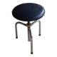 Tripod screw workshop stool in chromed metal and blue skai