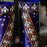 Pair of Lunéville porcelain vases Art Nouveau blue ceramic