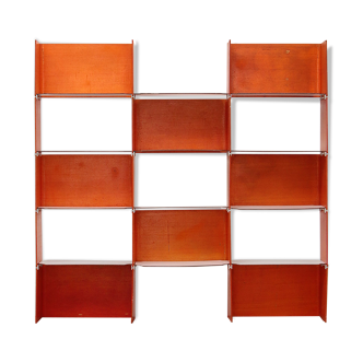 Modular French wall furniture orange made in the 60s.