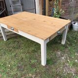 Country farmhouse coffee table raw white wood
