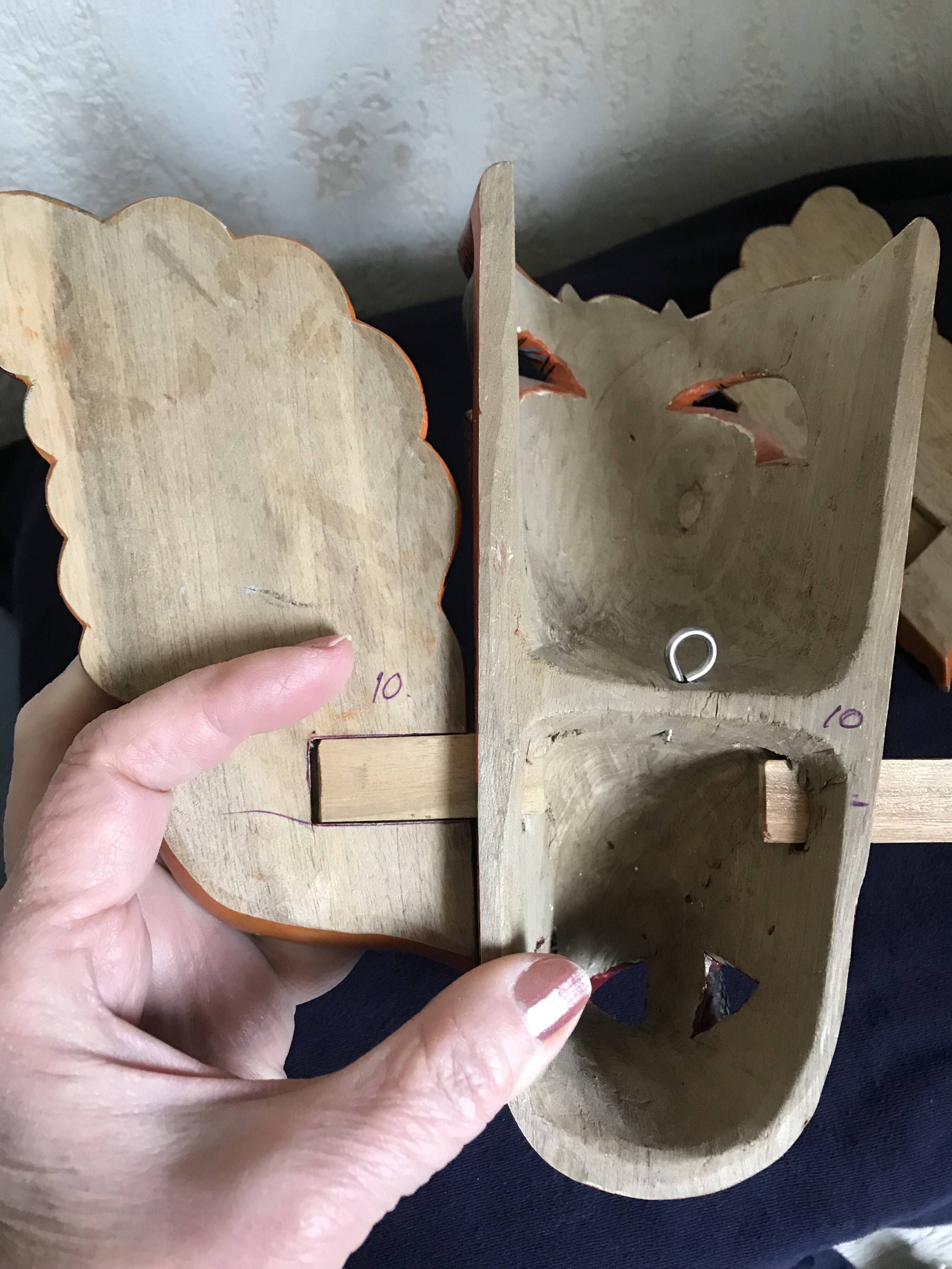 Wooden triptych mask